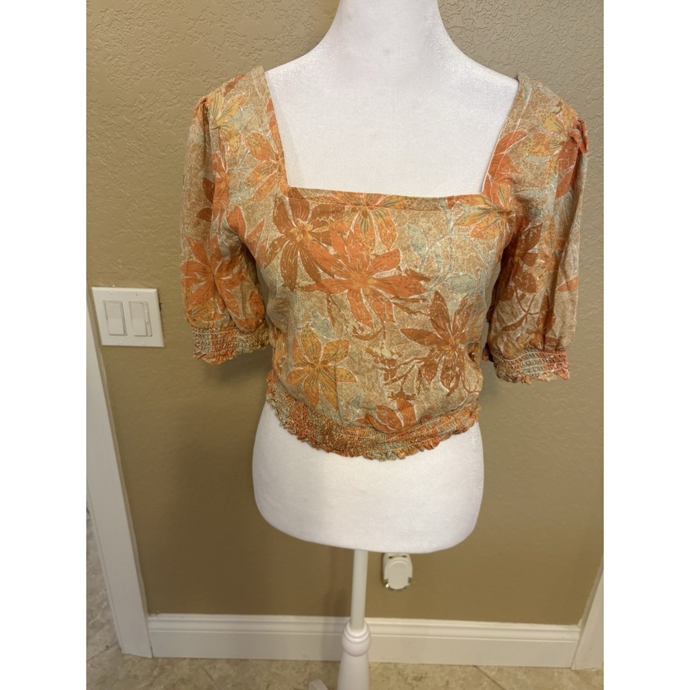 Roxy Smocked Floral Top, Medium